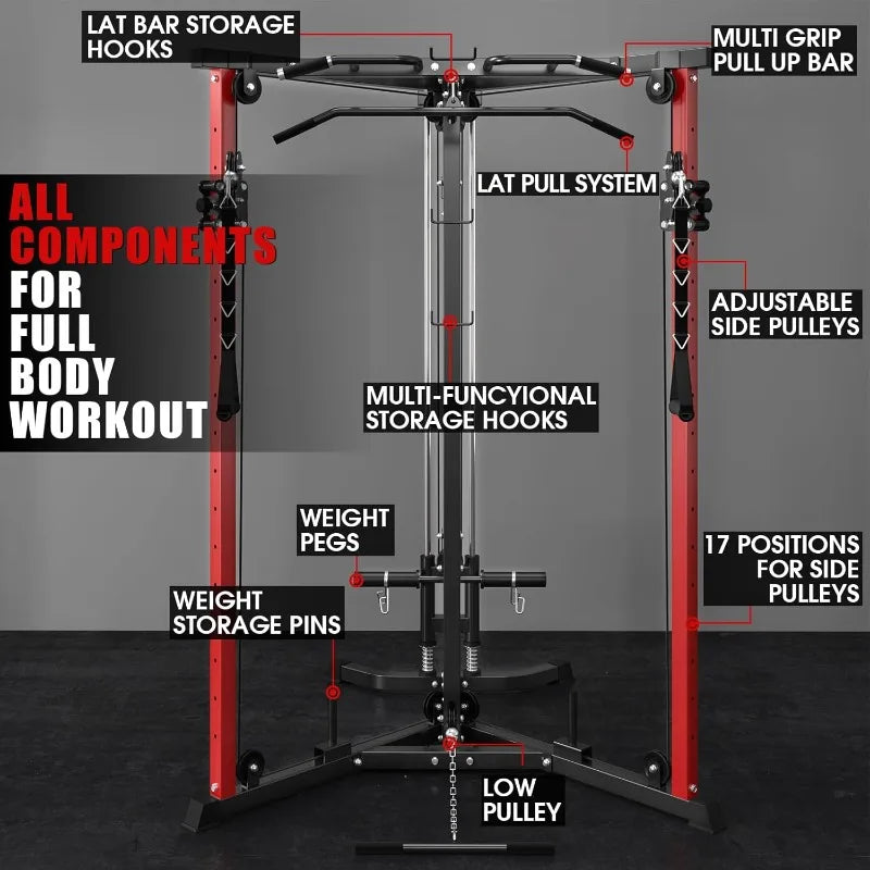Mikolo Cable Crossover Machine, Functional Trainer with 17 Adjustable Positions, Home Gym Equipment