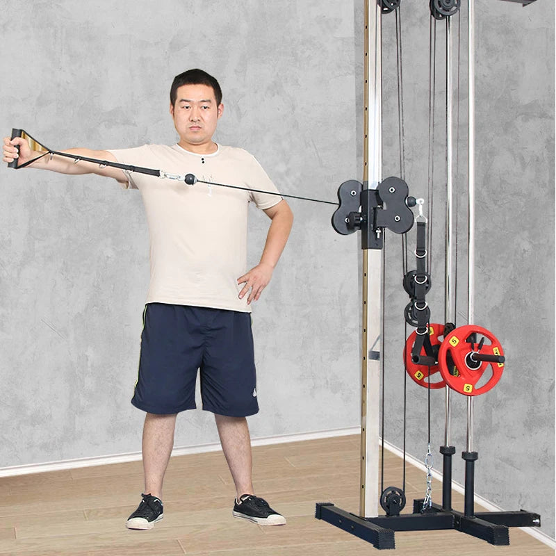 Wall Mounted Home Gym Trainer - High/Low Pulley System for Lat Pull Down, Chest Expansion & Full Body Workout