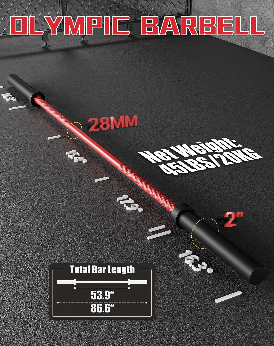 7Ft Barbell Bar for Power Lifting Weightlifting, 1000LBS Capacity 2" Barbell for Squats Curls Deadlifts Presses Hip Thrusts